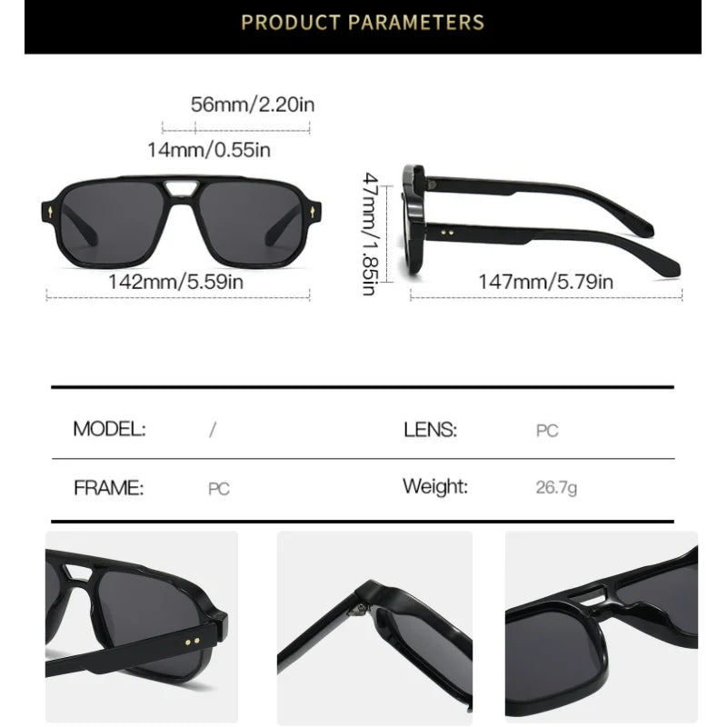 Chic Double Bridge Rivet Sunglasses™